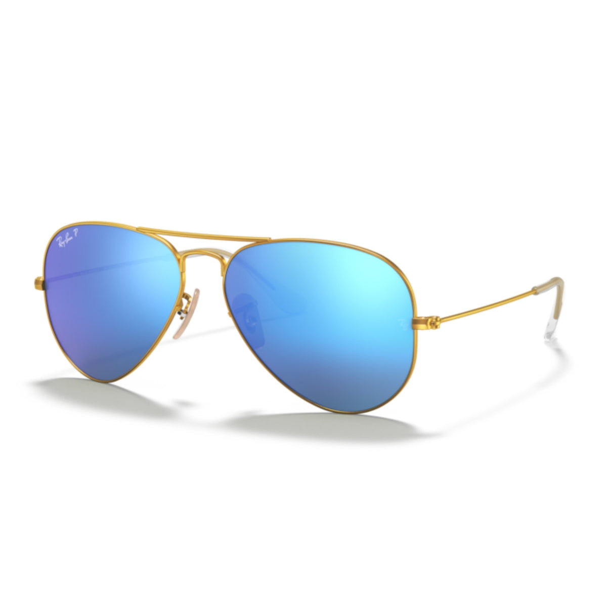 Ray-Ban Aviator Large Metal RB3025 gold sunglasses with blue lenses