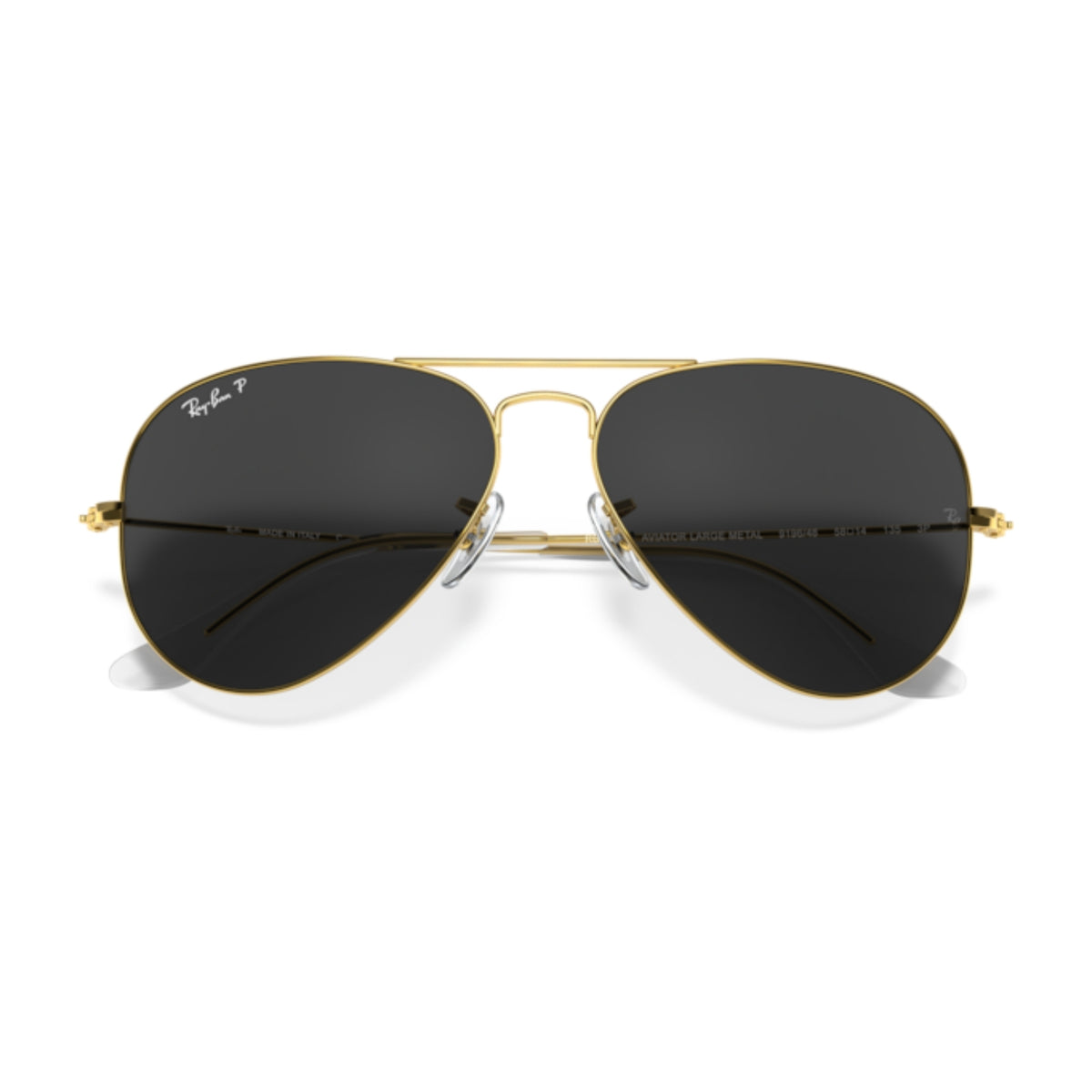 Ray-Ban Aviator Large Metal RB3025 gold sunglasses, front view with the temples folded
