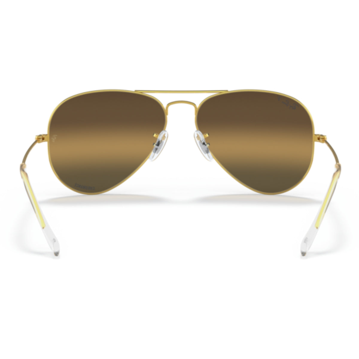 Ray-Ban Aviator Large Metal RB3025 gold sunglasses, back view of the frame and temples