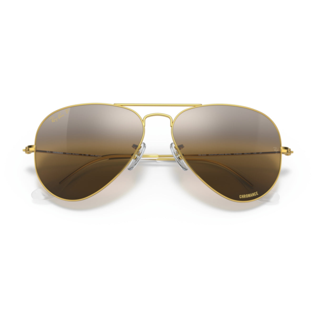 Ray-Ban Aviator Large Metal RB3025 gold sunglasses, front view with the temples folded