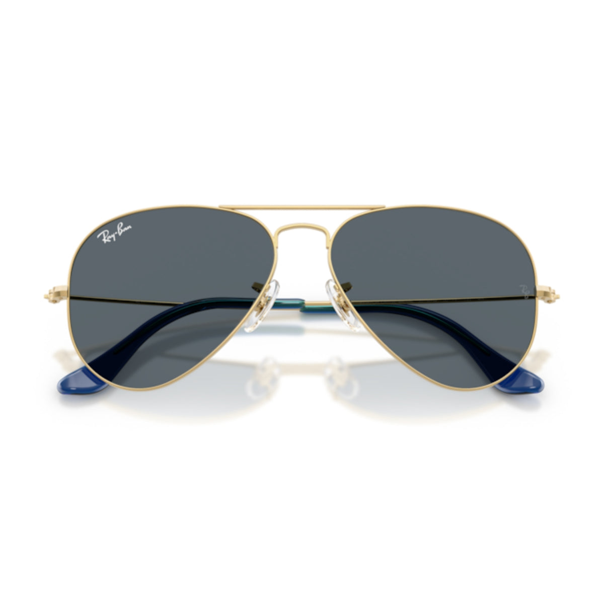 Ray-Ban Aviator Large Metal RB3025 arista gold sunglasses, front view with the temples folded
