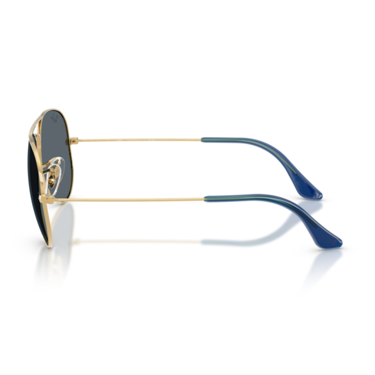 Ray-Ban Aviator Large Metal RB3025 arista gold sunglasses, side view of the arista gold temple