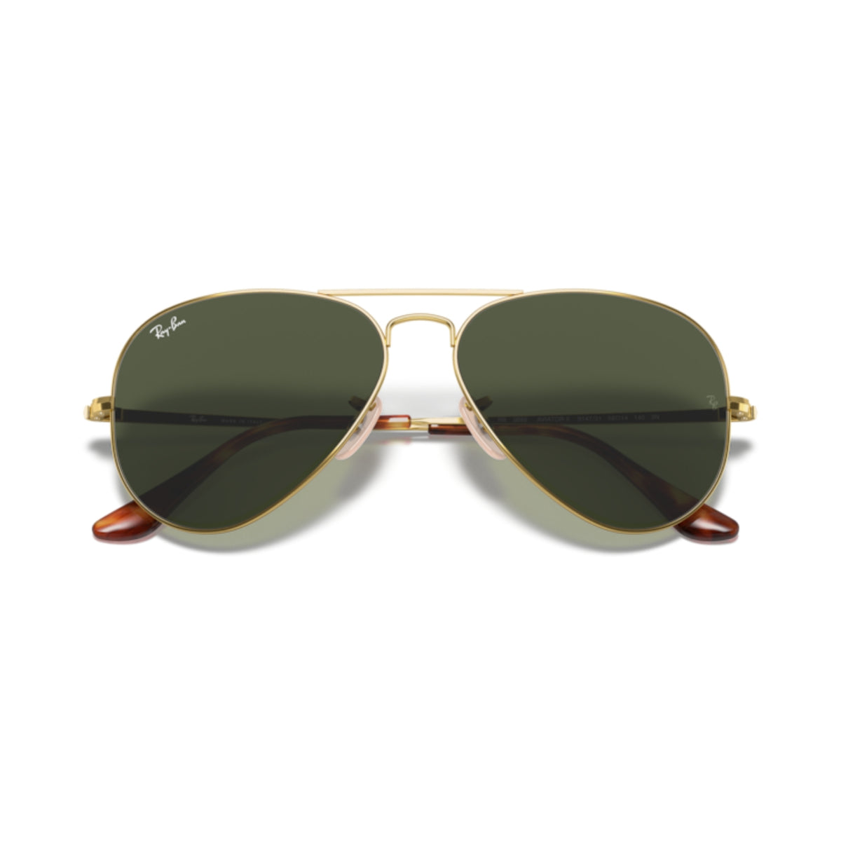 Ray-Ban Aviator Metal Ii RB3689 arista gold sunglasses, front view with the temples folded