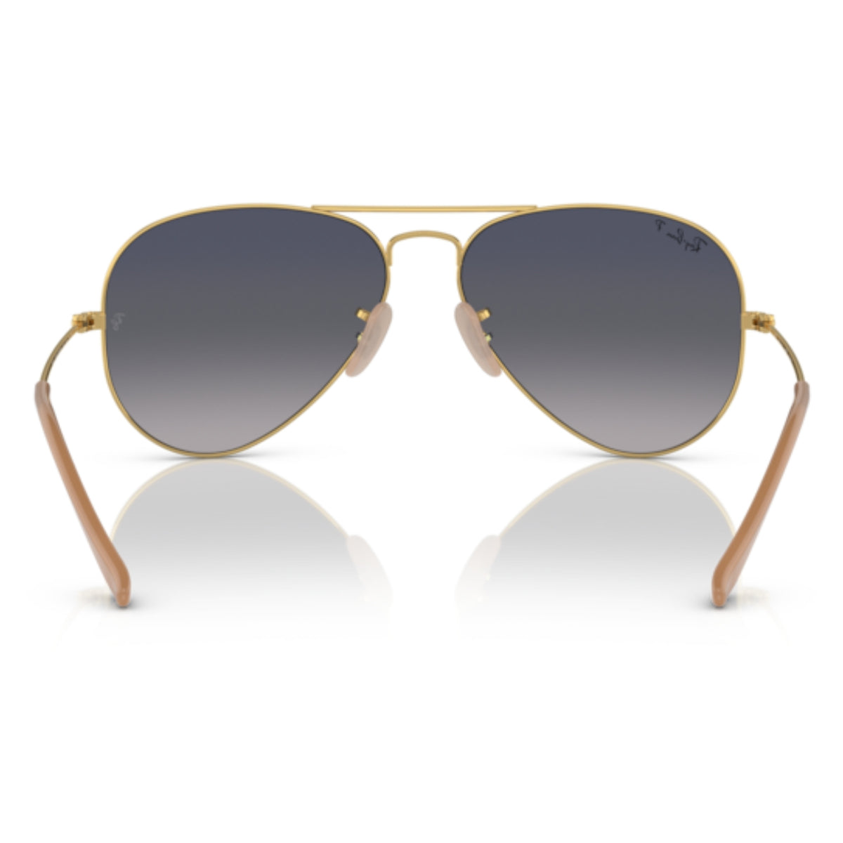 Ray-Ban Aviator RB3025 arista gold sunglasses, back view of the frame and temples