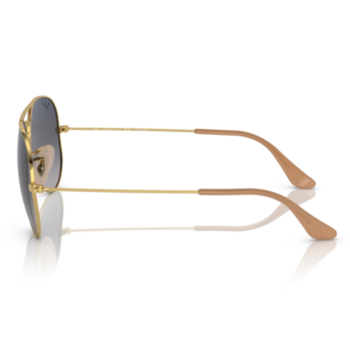 Ray-Ban Aviator RB3025 arista gold sunglasses, side view of the arista gold temple