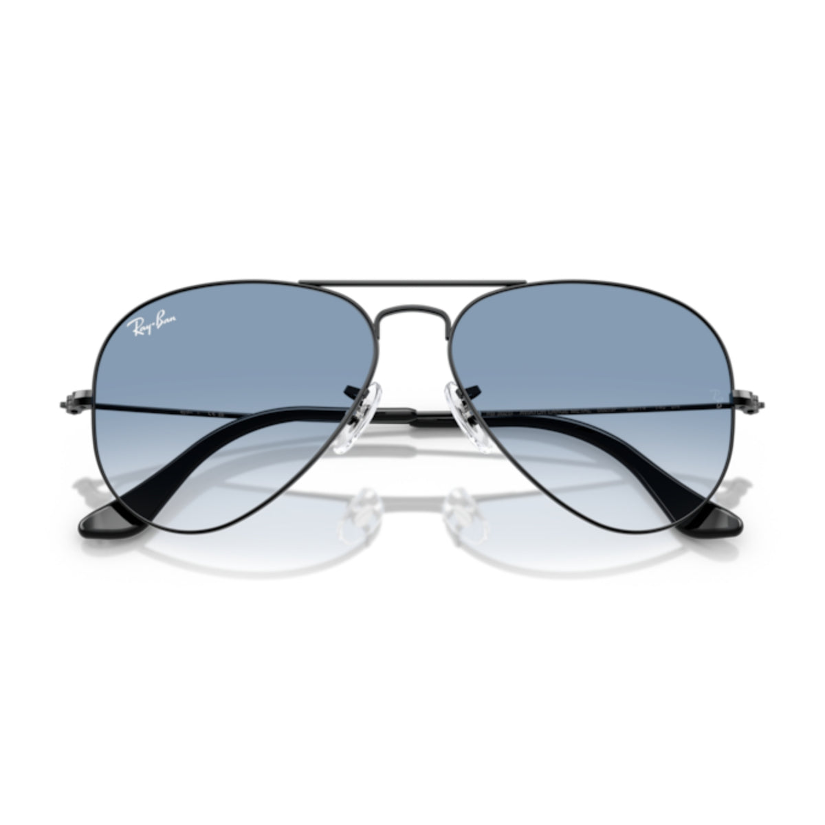 Ray-Ban Aviator RB3025 black 58 mm sunglasses, front view with the temples folded