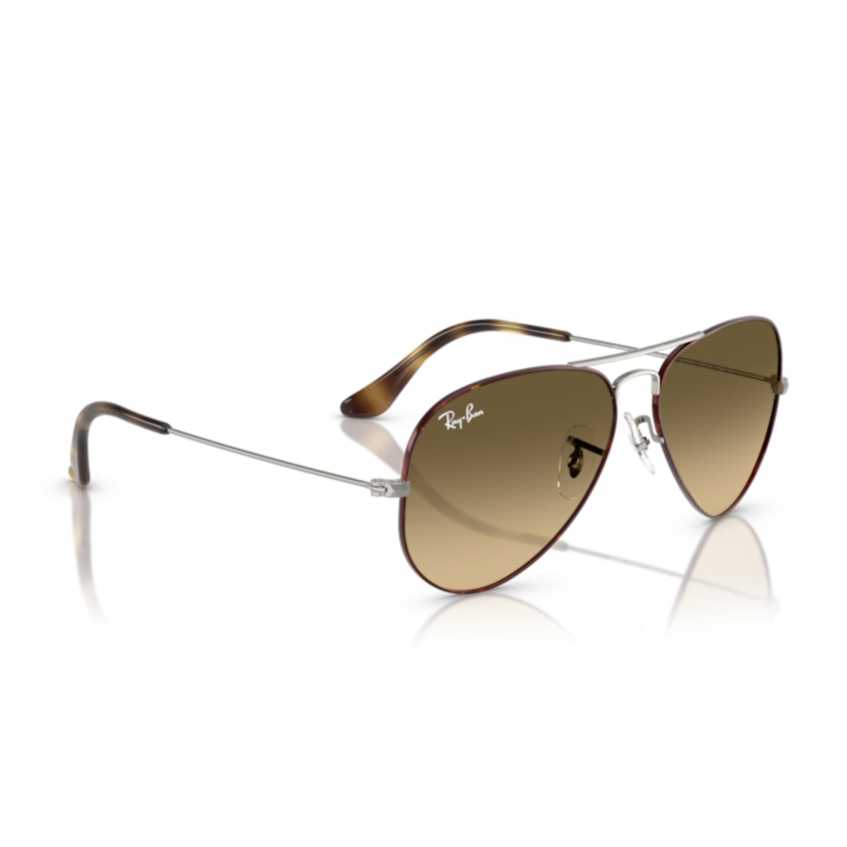 Ray-Ban Aviator RB3025 havana on gunmetal sunglasses, angled view