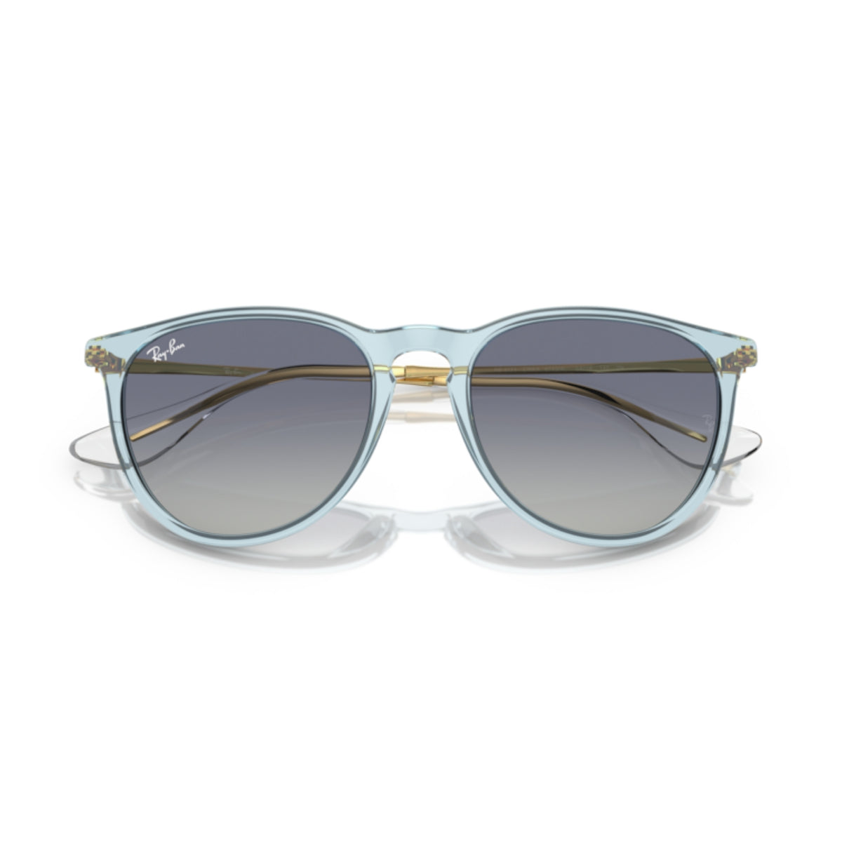 Ray-Ban Erika RB4171 transparent light blue sunglasses, front view with the temples folded