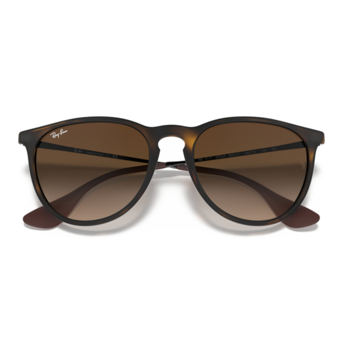 Ray-Ban Erika RB4171 rubber havana sunglasses, front view with the temples folded