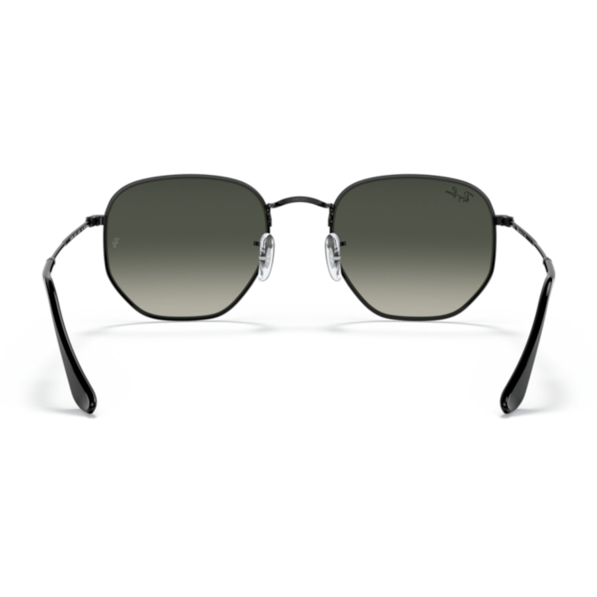 Ray-Ban Hexagonal RB3548 black sunglasses, back view of the frame and temples