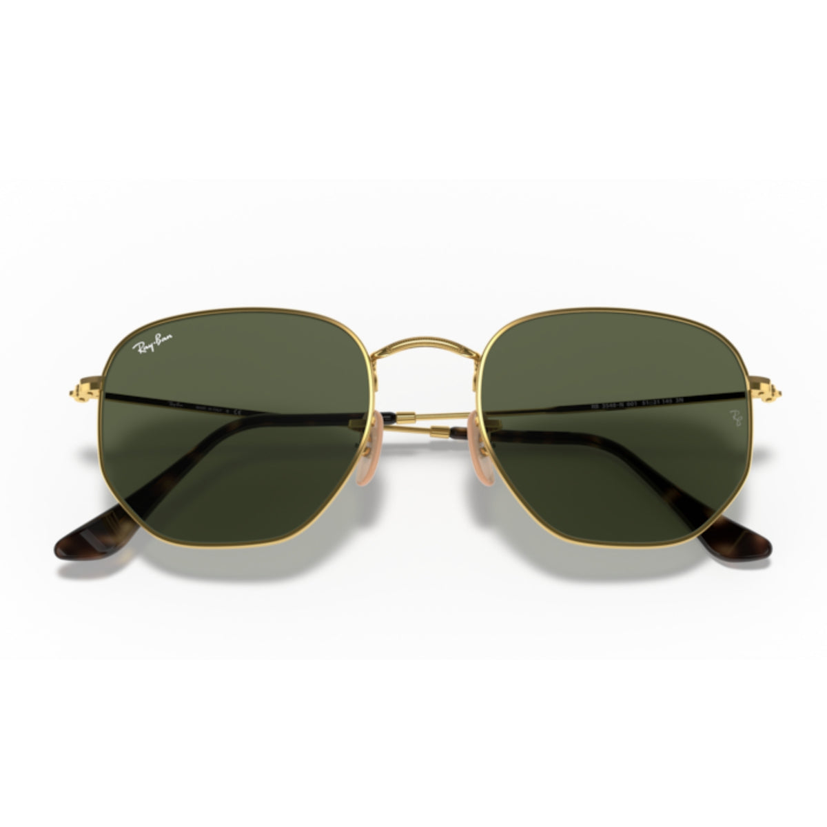 Ray-Ban Hexagonal RB3548N arista gold 54 mm sunglasses, front view with the temples folded