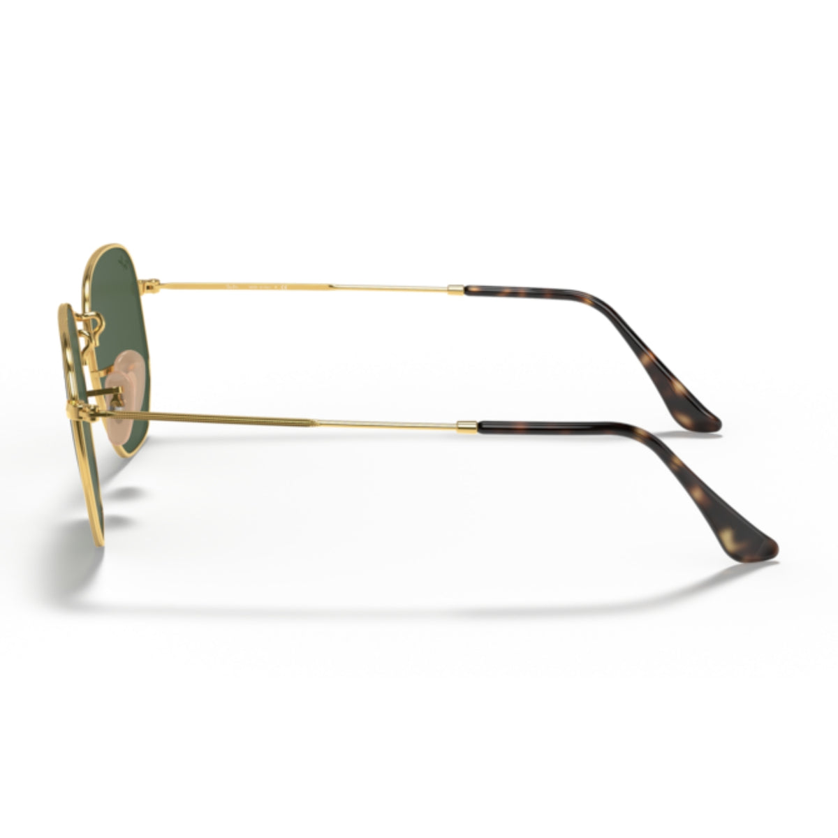 Ray-Ban Hexagonal RB3548N arista gold 54 mm sunglasses, side view of the arista gold temple