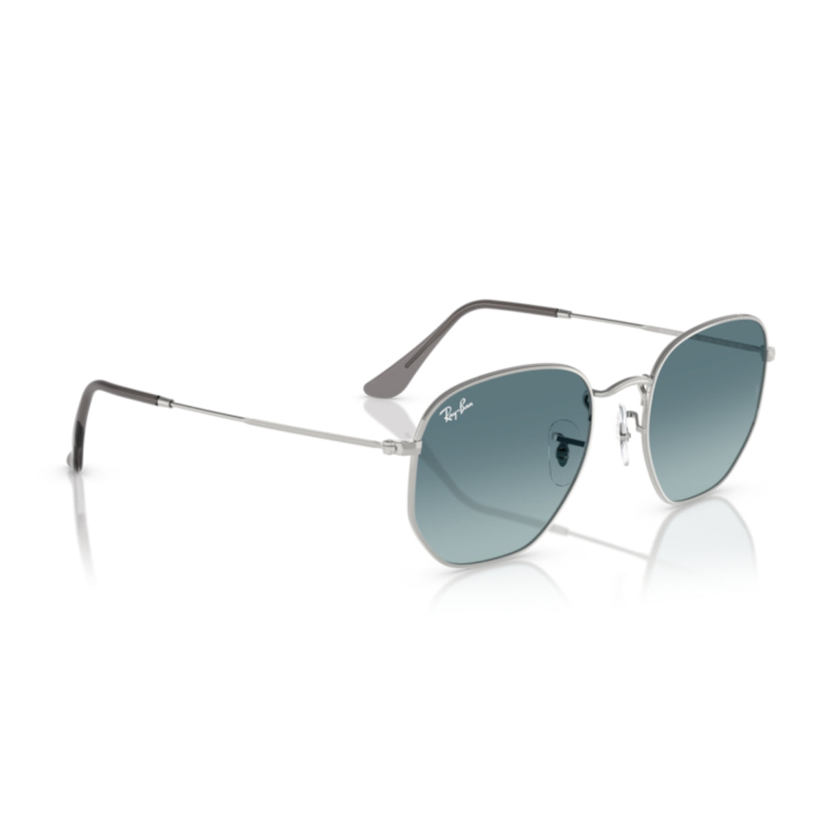 Ray-Ban Hexagonal RB3548N silver sunglasses, angled view