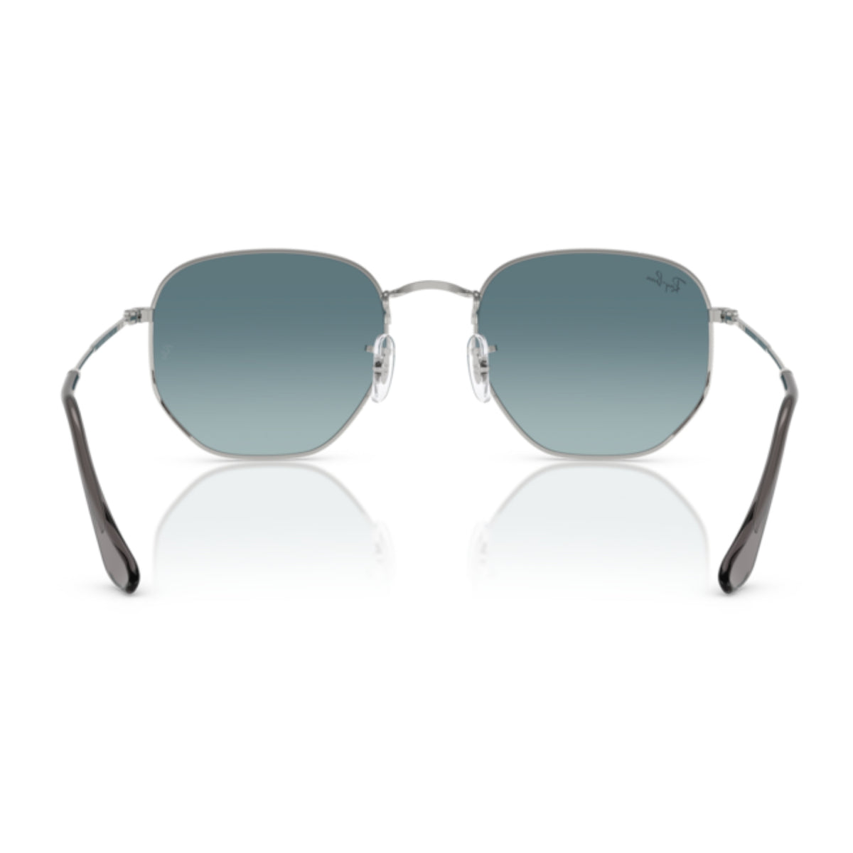 Ray-Ban Hexagonal RB3548N silver sunglasses, back view of the frame and temples