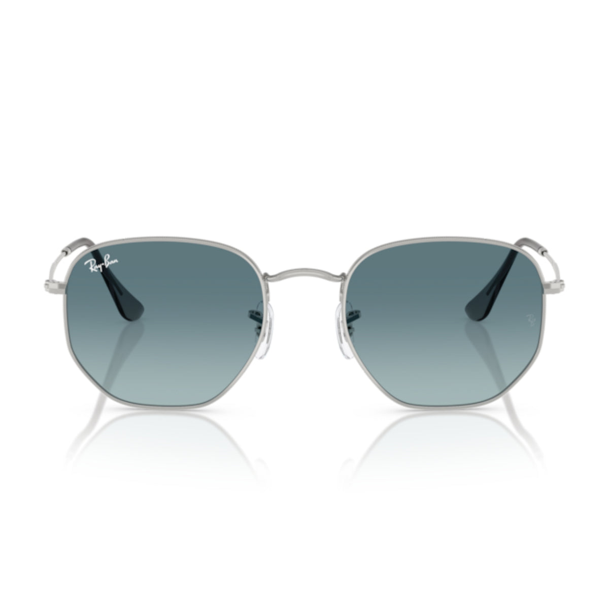 Ray-Ban Hexagonal RB3548N silver sunglasses, full-rim steel and metal frame