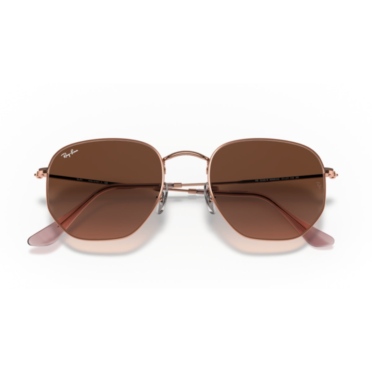Ray-Ban Hexagonal RB3548N copper sunglasses, front view with the temples folded