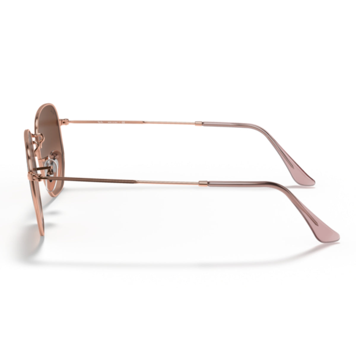 Ray-Ban Hexagonal RB3548N copper sunglasses, side view of the copper temple