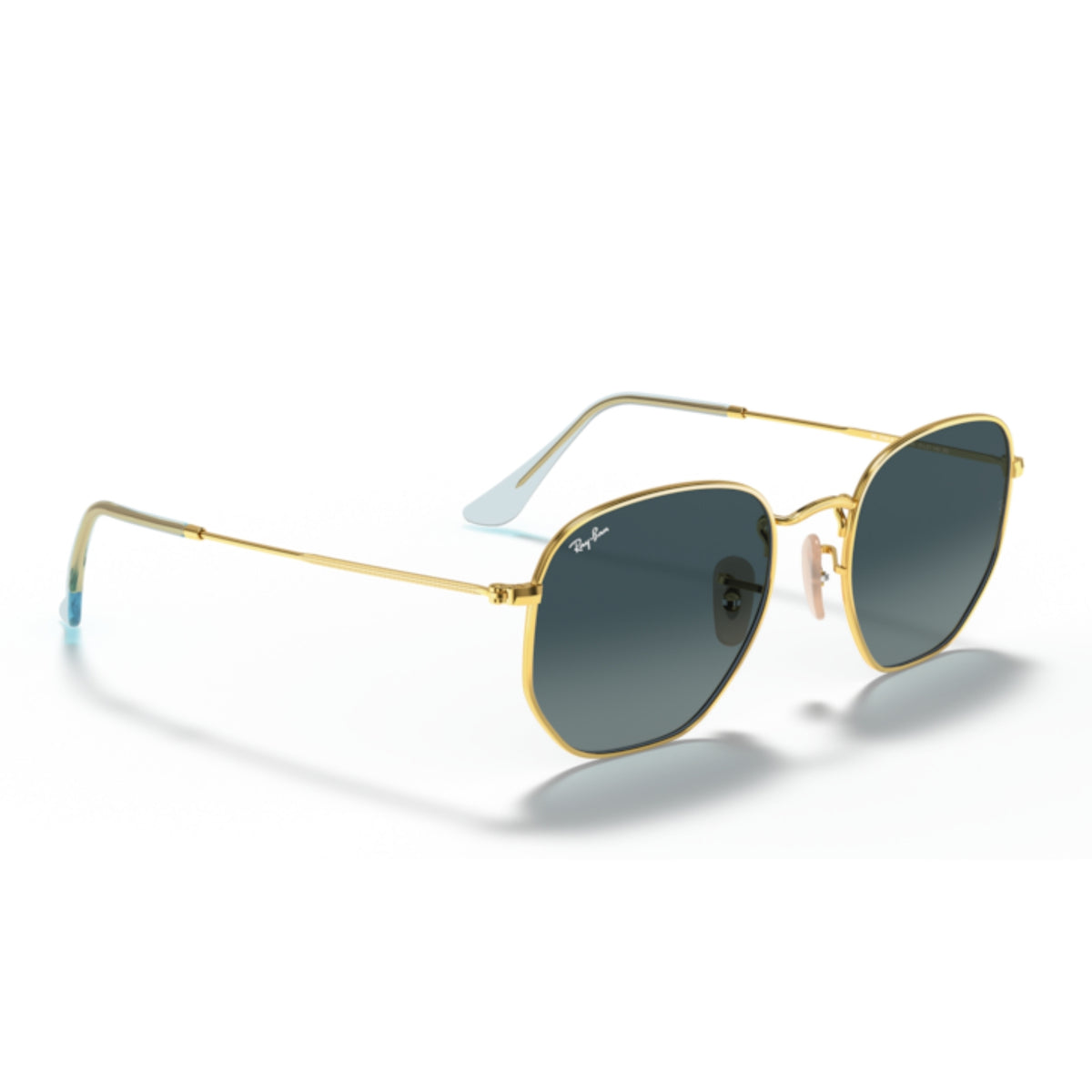 Ray-Ban Hexagonal RB3548N arista gold sunglasses, angled view