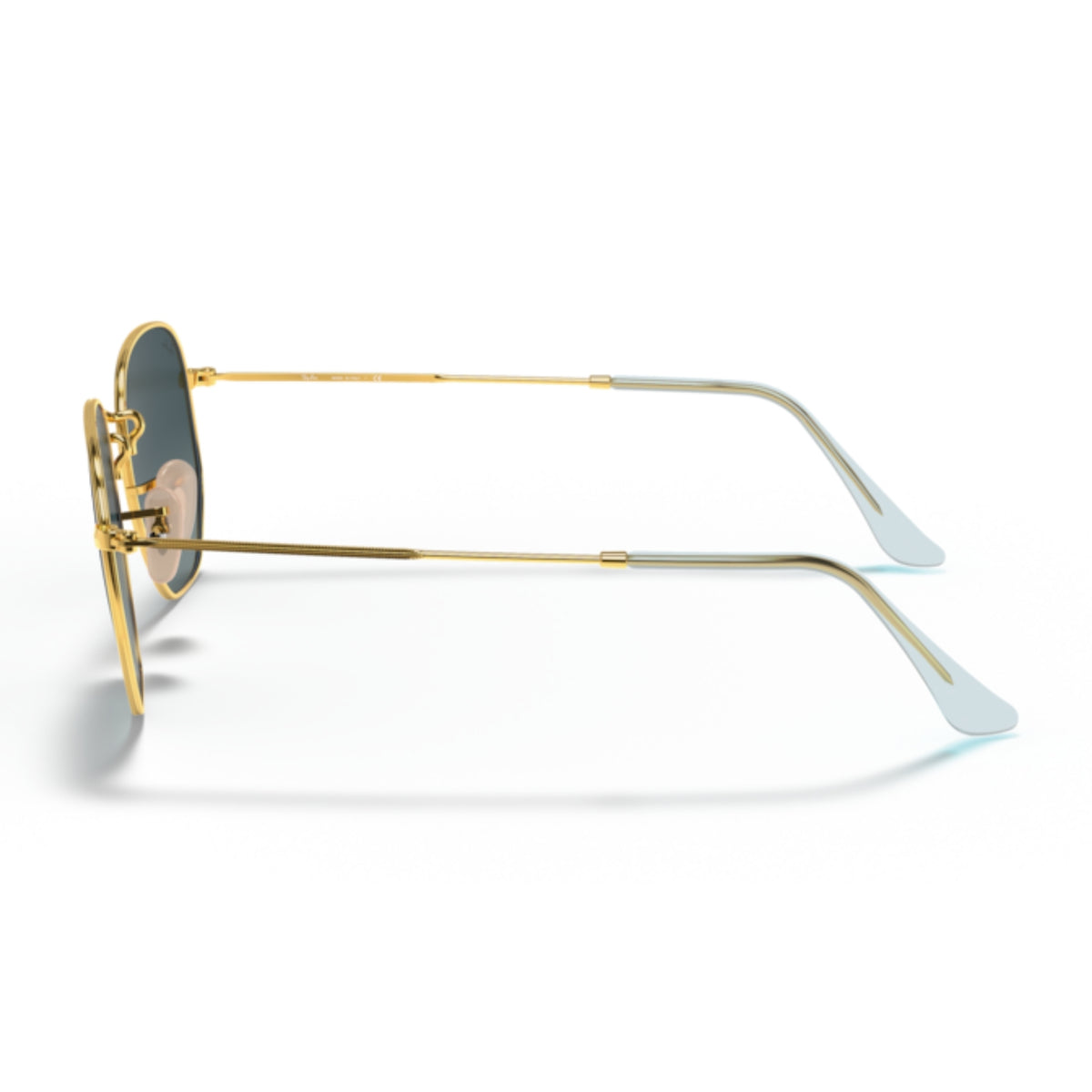 Ray-Ban Hexagonal RB3548N arista gold sunglasses, side view of the arista gold temple