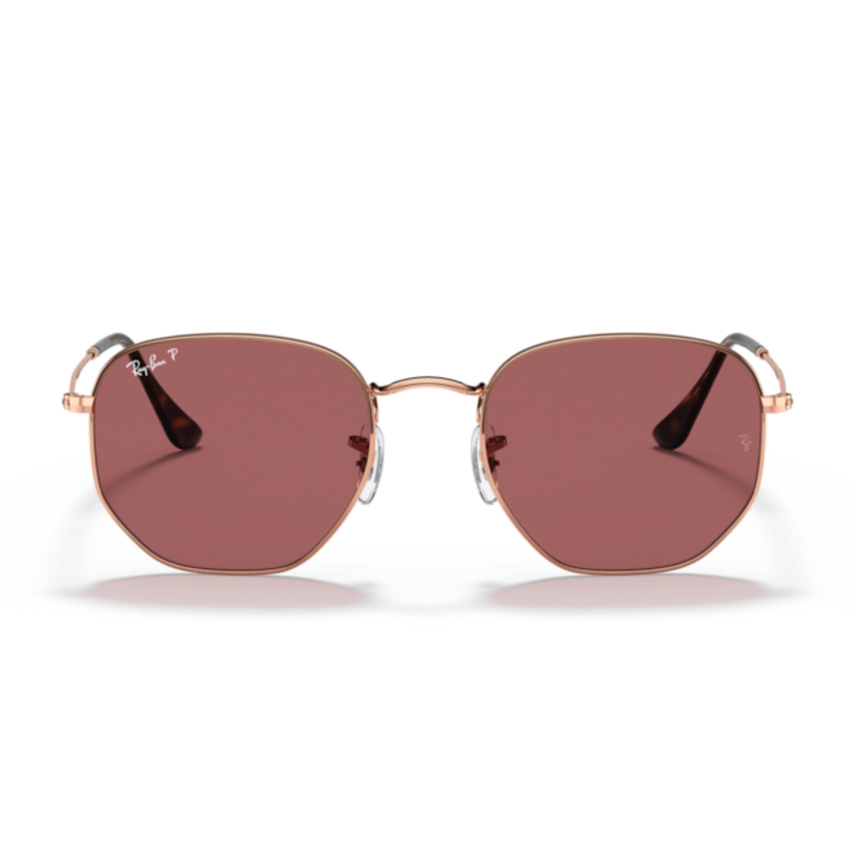 Ray-Ban Hexagonal RB3548N rose gold sunglasses, full-rim steel and metal frame