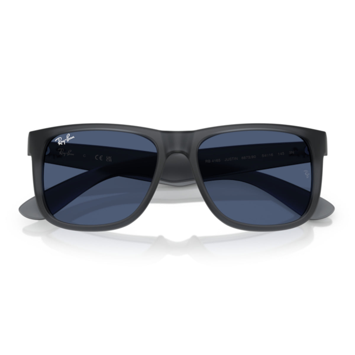 Ray-Ban Justin RB4165 opal grey sunglasses, front view with the temples folded