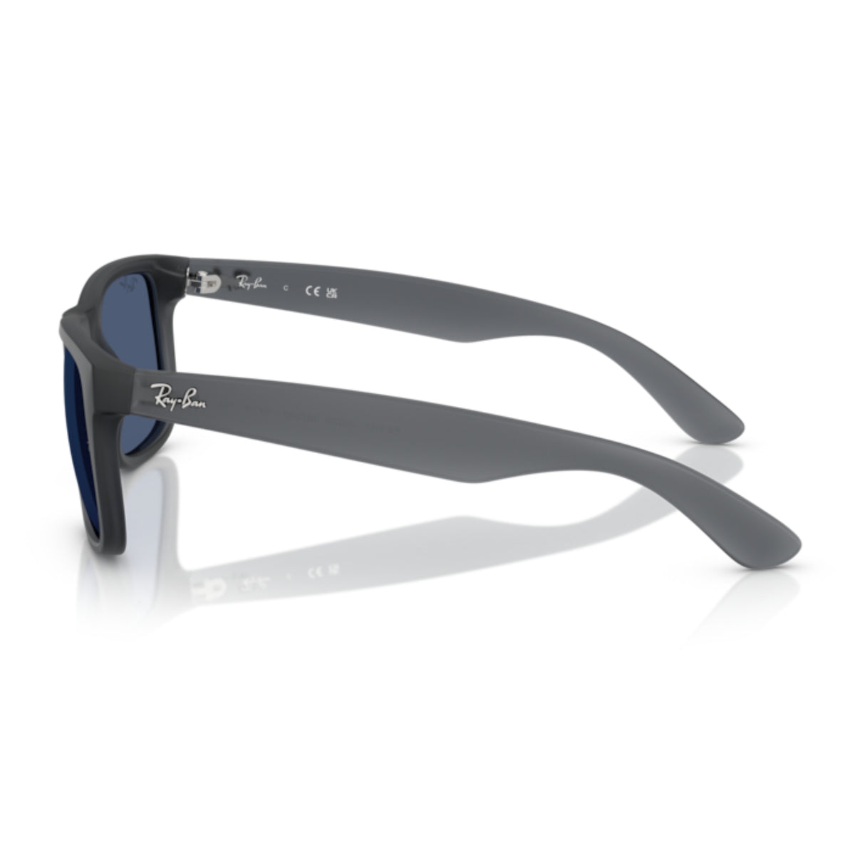 Ray-Ban Justin RB4165 opal grey sunglasses, side view of the opal grey temple