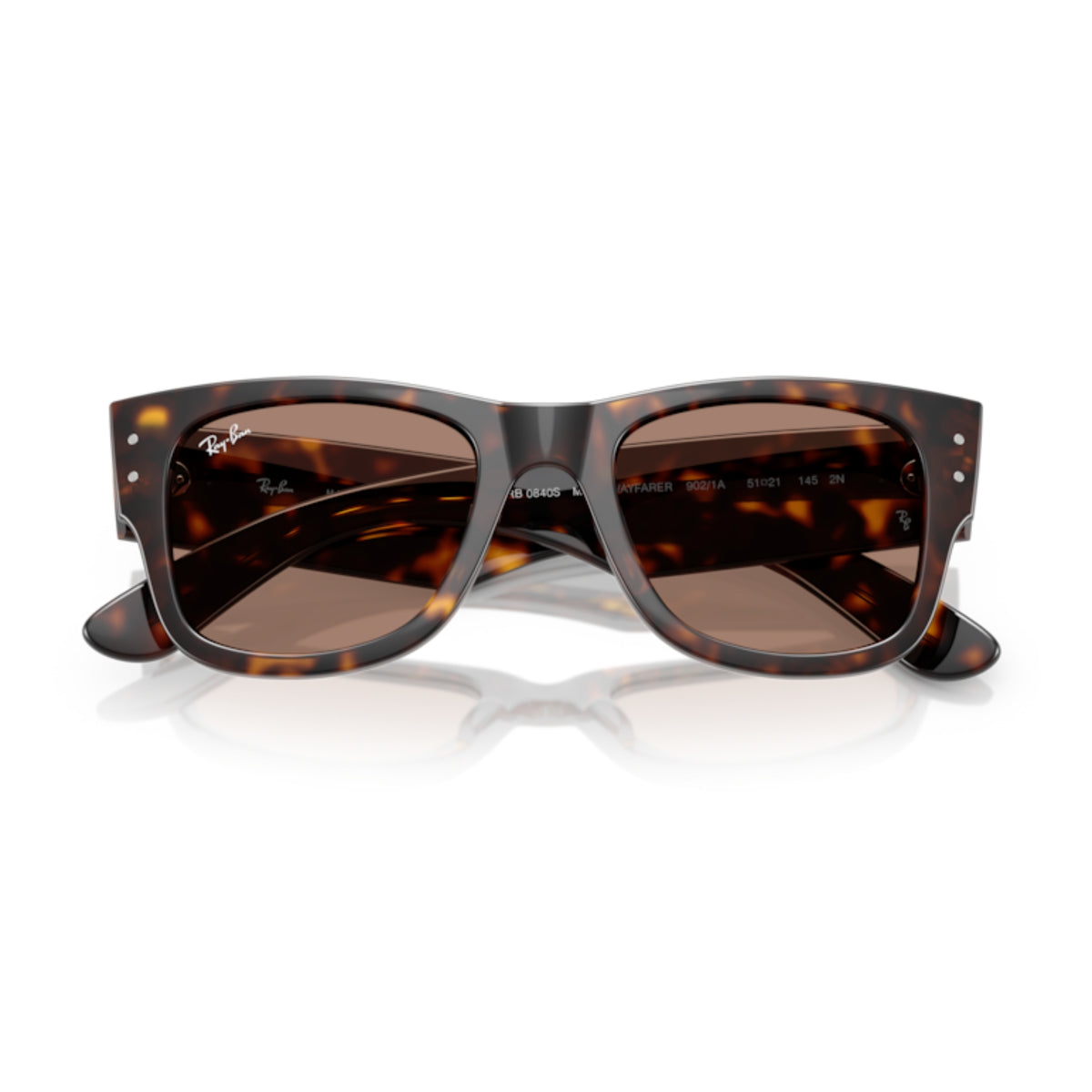 Ray-Ban Mega Wayfarer RB0840S havana sunglasses, front view with the temples folded