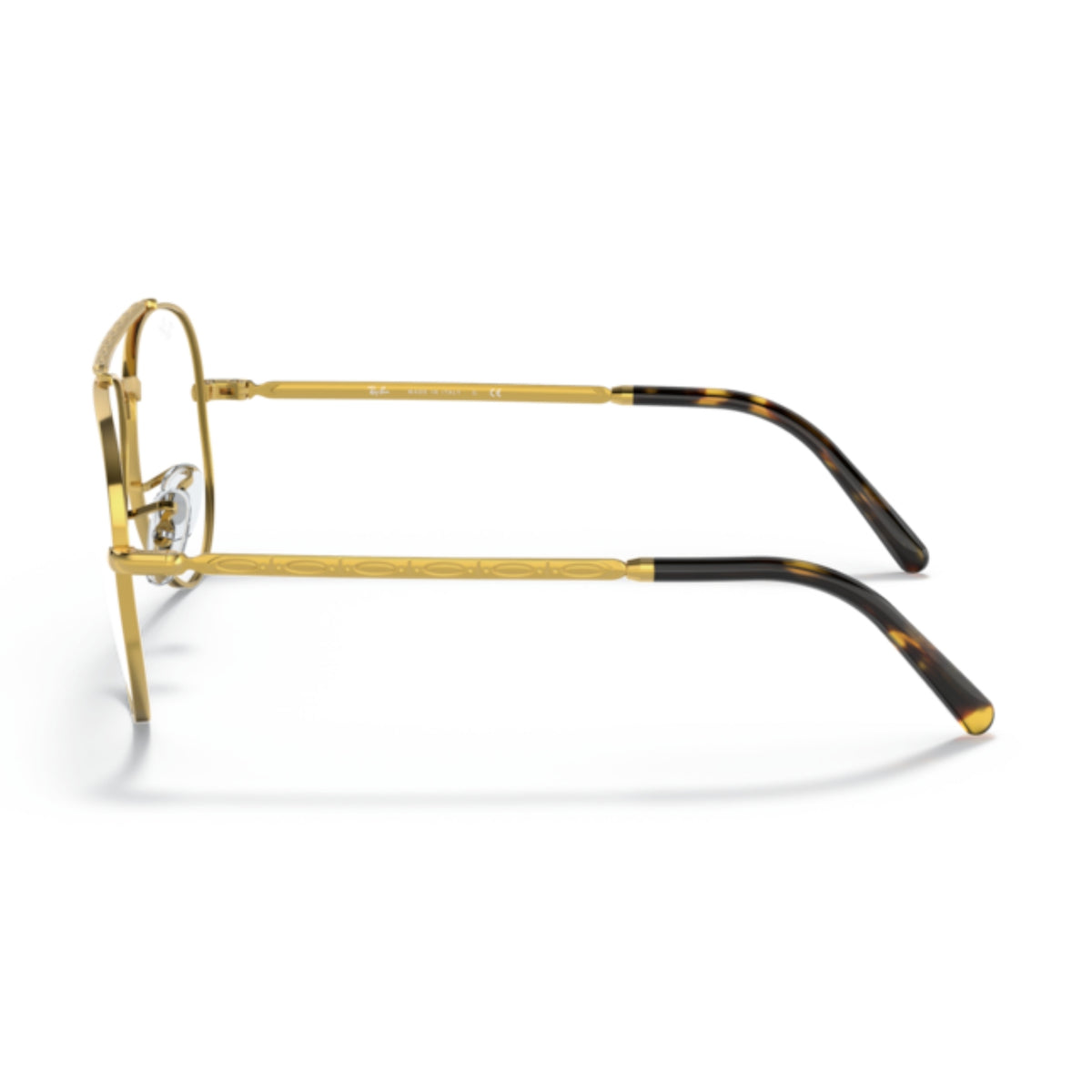 Ray-Ban New Aviator RX3625V gold eyeglasses, side view of the temple