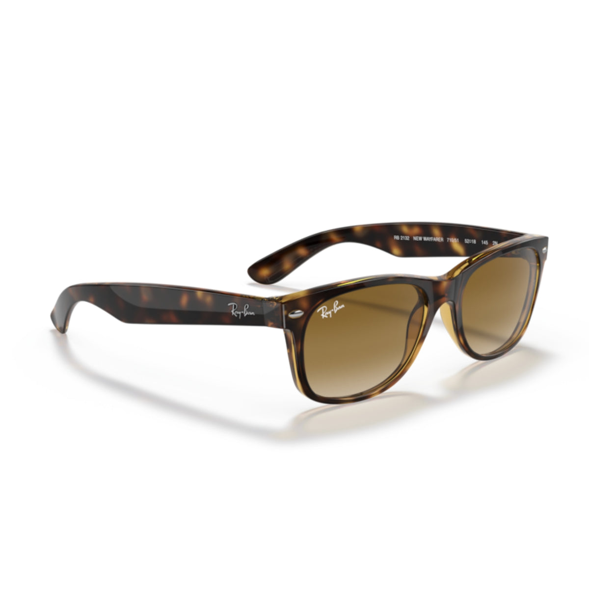 Ray-Ban New Wayfarer RB2132 light havana sunglasses, angled view