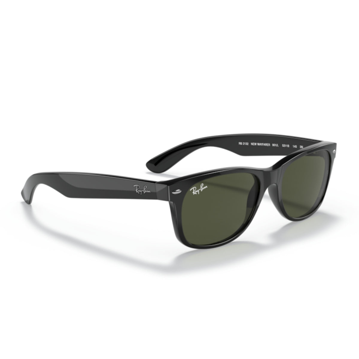 Ray-Ban New Wayfarer RB2132 black sunglasses, angled view