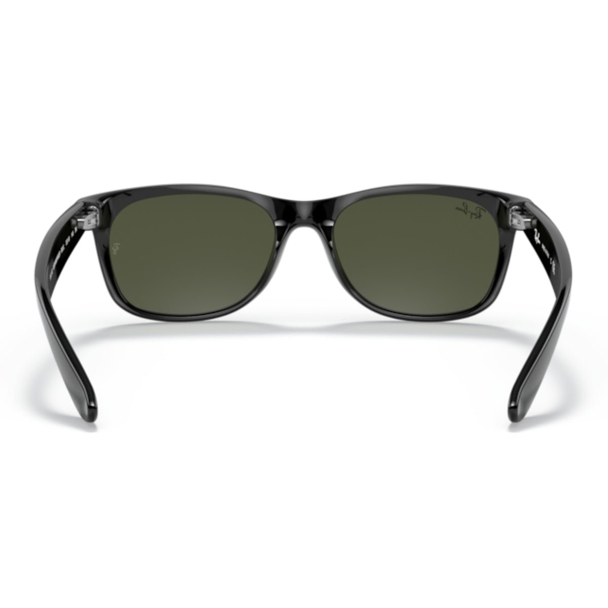 Ray-Ban New Wayfarer RB2132 black sunglasses, back view of the frame and temples