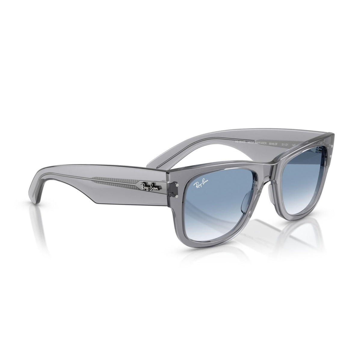 Ray-Ban RB0840S grey square sunglasses, angled view