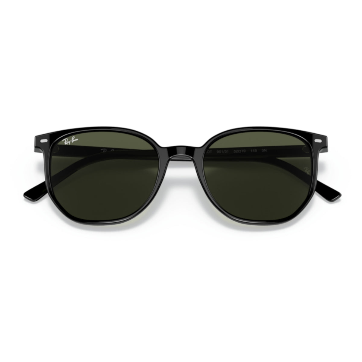Ray-Ban RB2197 black square sunglasses, front view with the temples folded