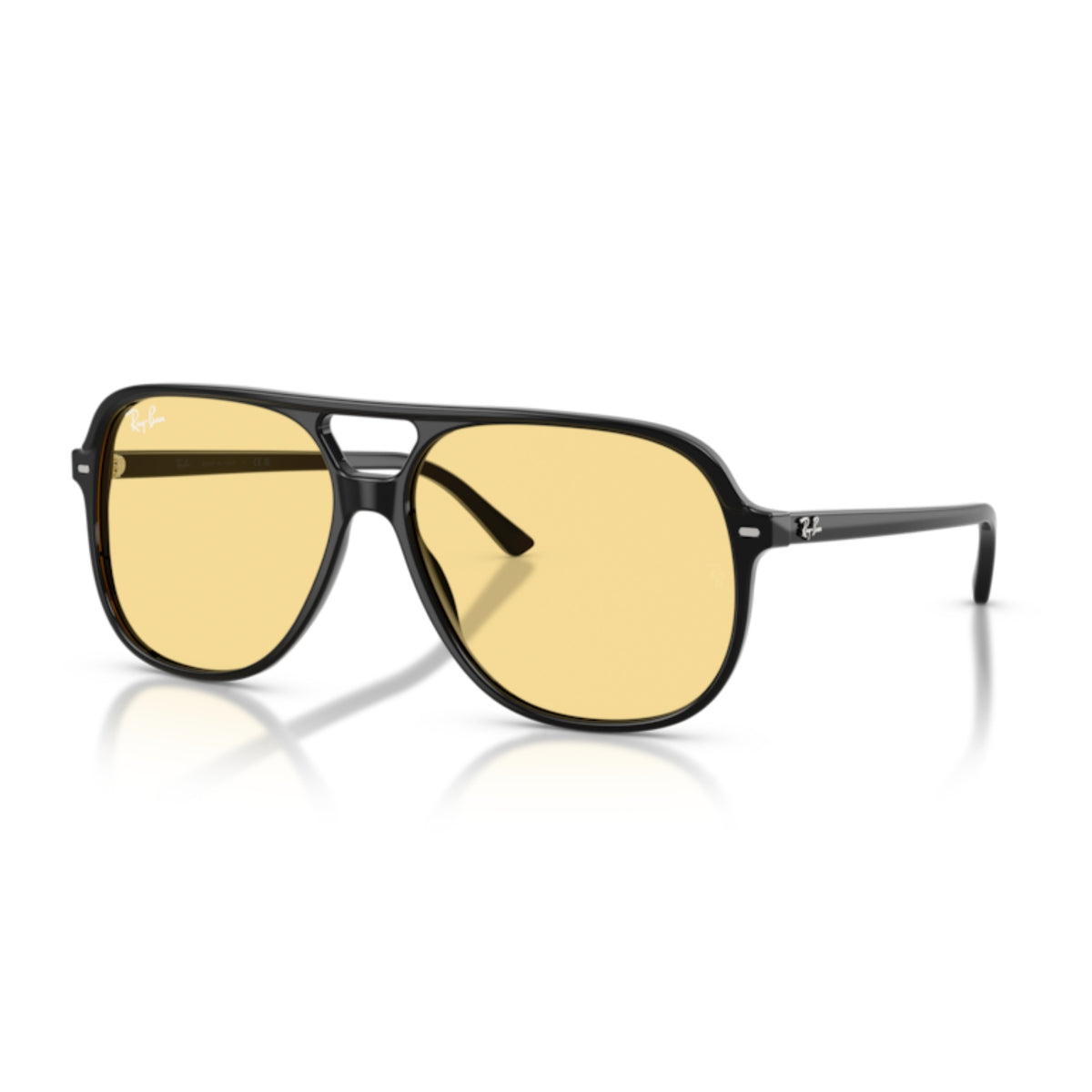 Ray-Ban RB2198 black square sunglasses with yellow lenses