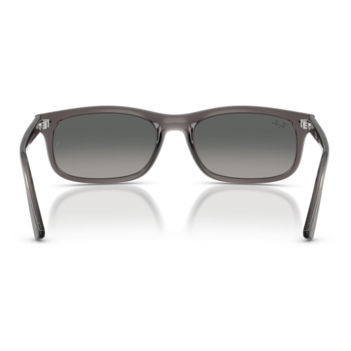 Ray-Ban RB2224 opal light grey rectangle sunglasses, back view of the frame and temples
