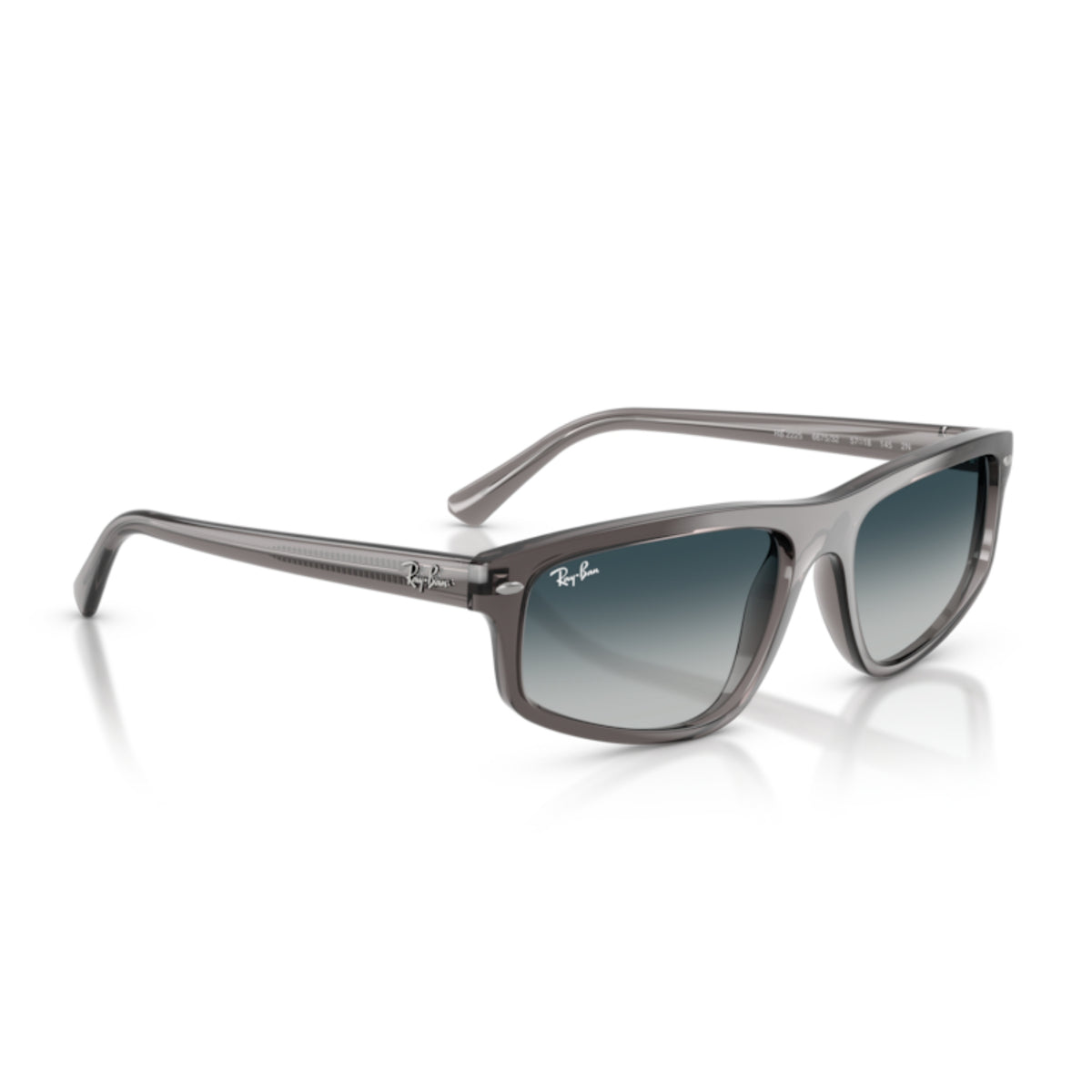 Ray-Ban RB2225 opal light grey geometric sunglasses, angled view