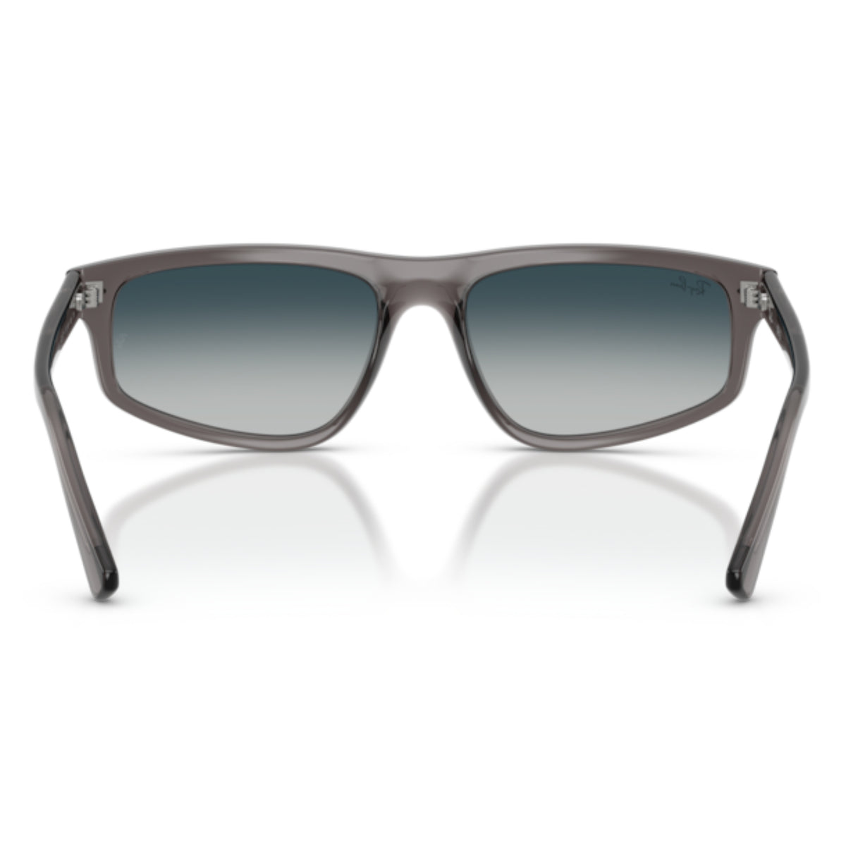 Ray-Ban RB2225 opal light grey geometric sunglasses, back view of the frame and temples