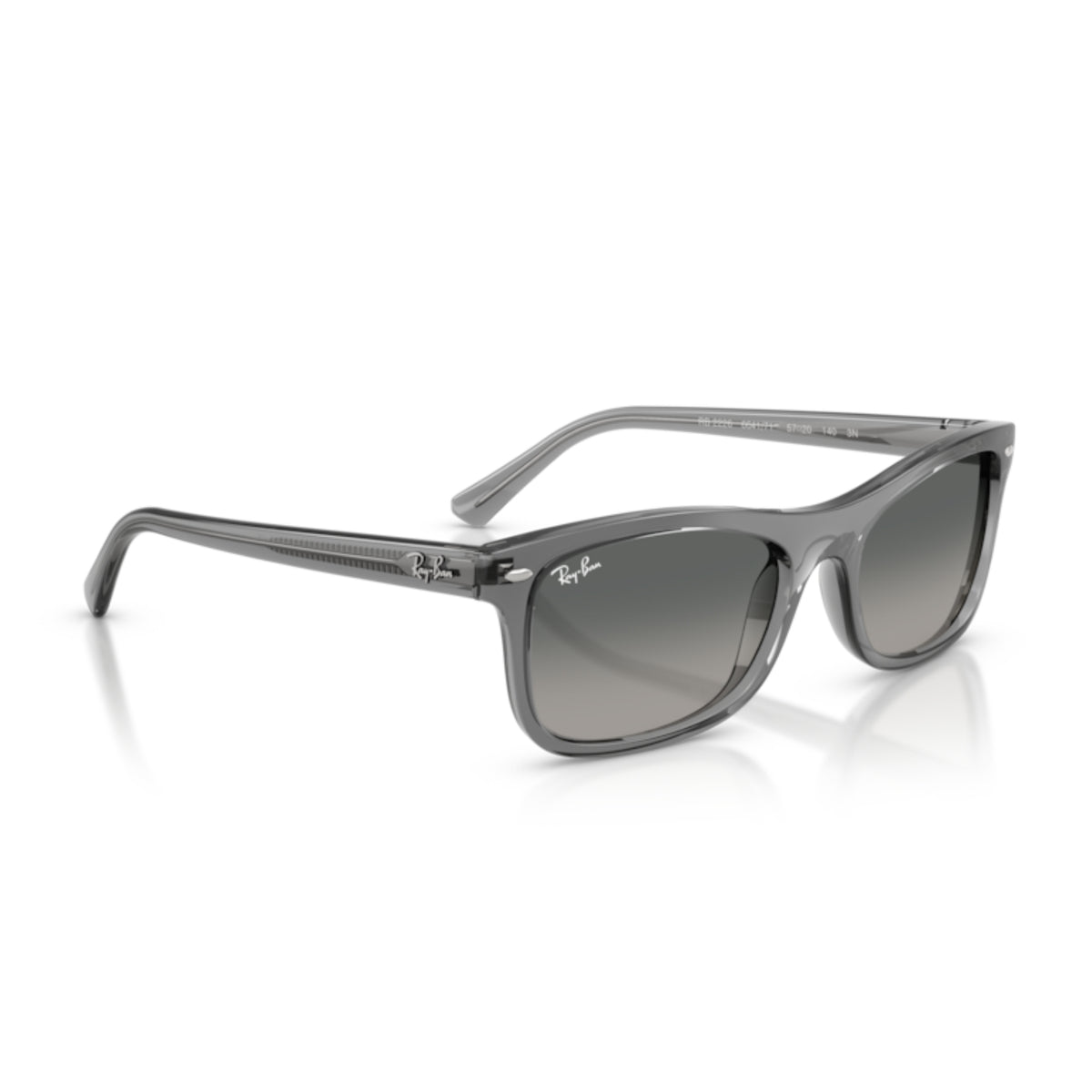Ray-Ban RB2226 transparent grey square sunglasses, angled view