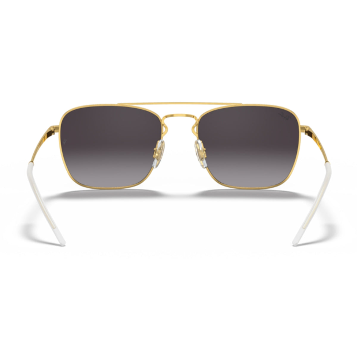 Ray-Ban RB3588 black on gold square sunglasses, back view of the frame and temples