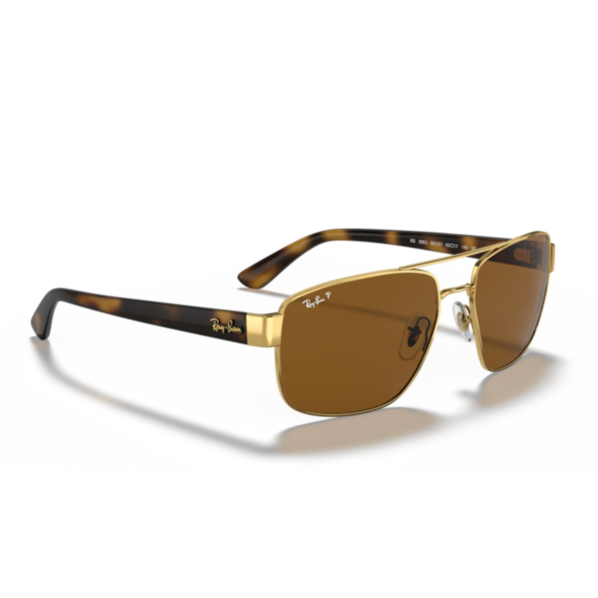 Ray-Ban RB3663 arista gold geometric sunglasses, angled view