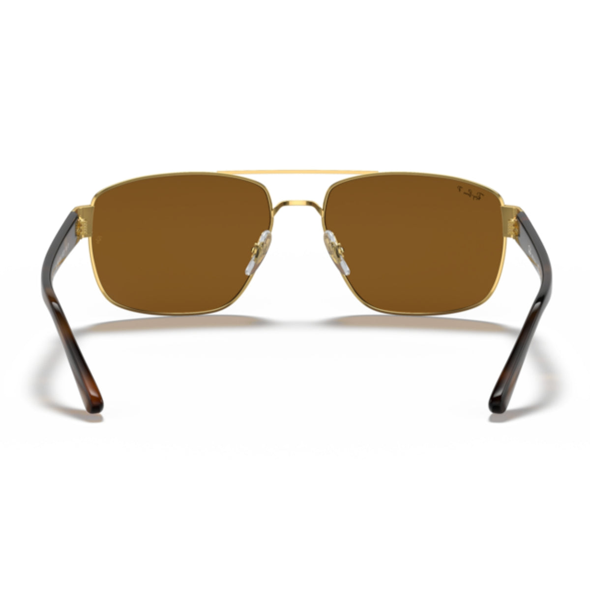 Ray-Ban RB3663 arista gold geometric sunglasses, back view of the frame and temples