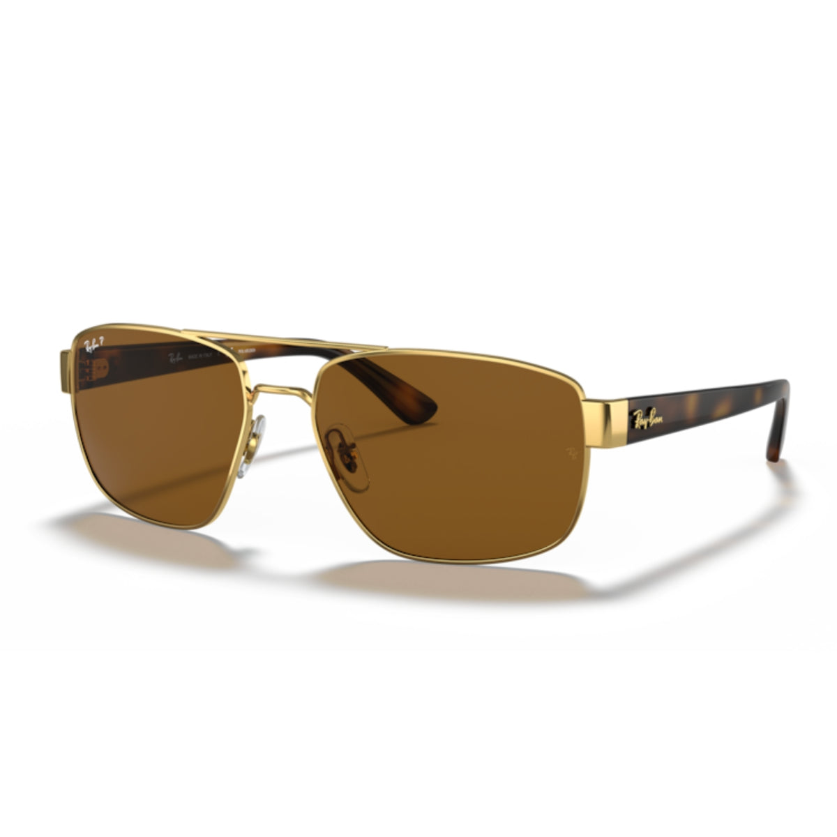 Ray-Ban RB3663 arista gold geometric sunglasses with brown lenses