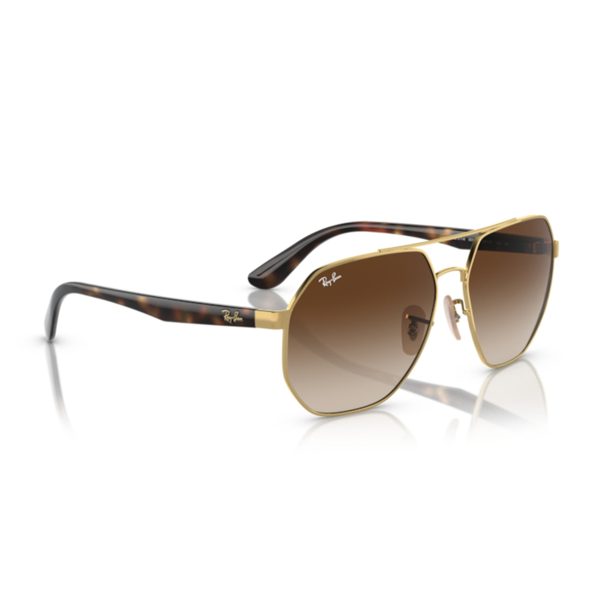 Ray-Ban RB3714 arista gold geometric sunglasses, angled view