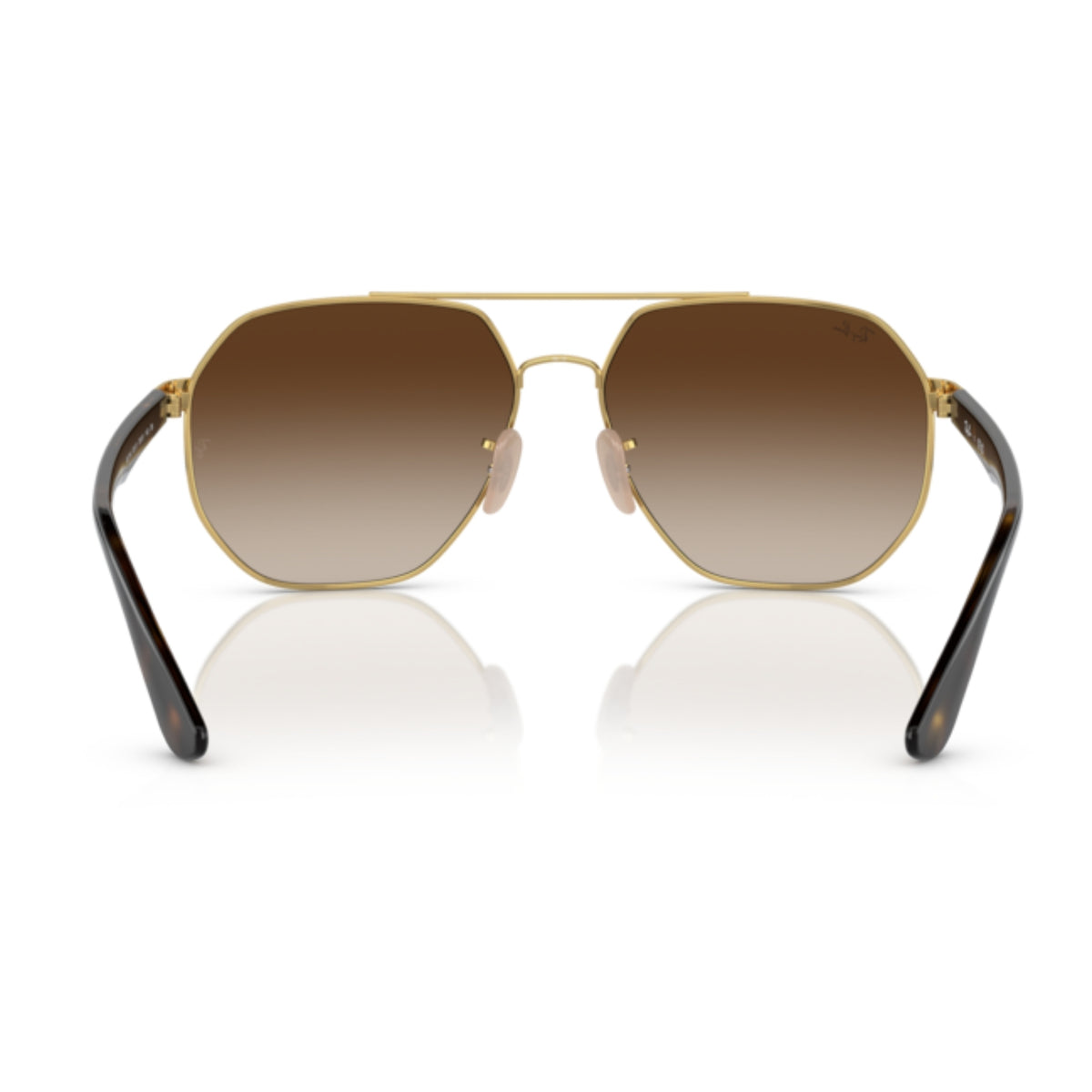 Ray-Ban RB3714 arista gold geometric sunglasses, back view of the frame and temples