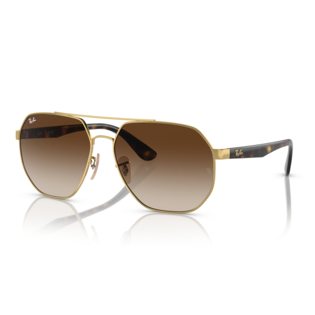 Ray-Ban RB3714 arista gold geometric sunglasses with brown lenses