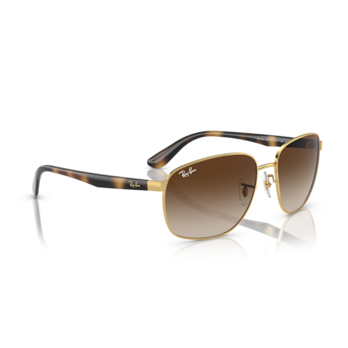 Ray-Ban RB3725 arista gold square sunglasses, angled view