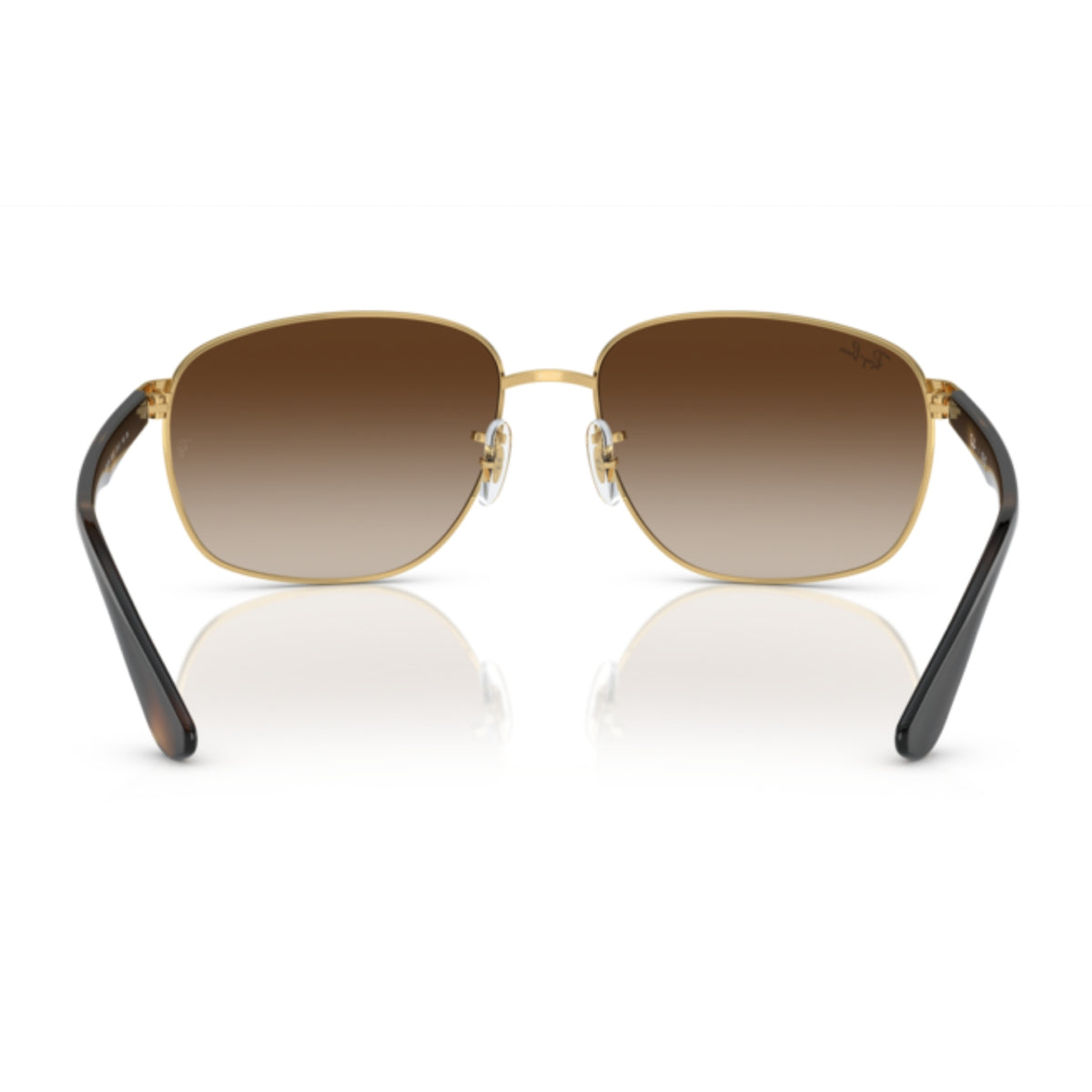 Ray-Ban RB3725 arista gold square sunglasses, back view of the frame and temples