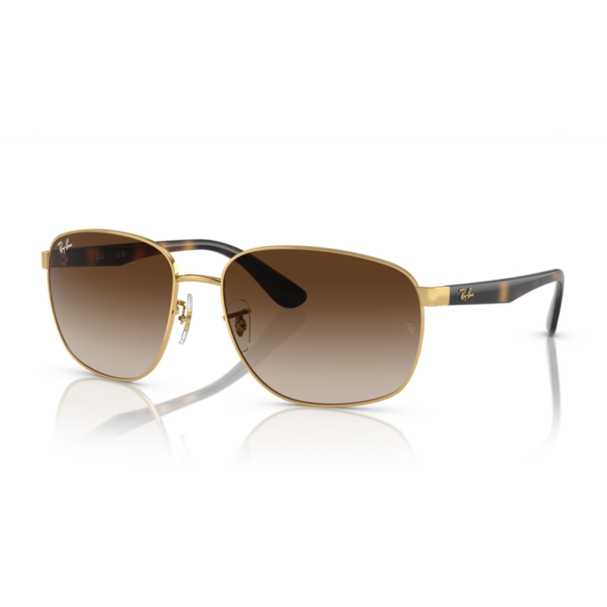 Ray-Ban RB3725 arista gold square sunglasses with brown lenses