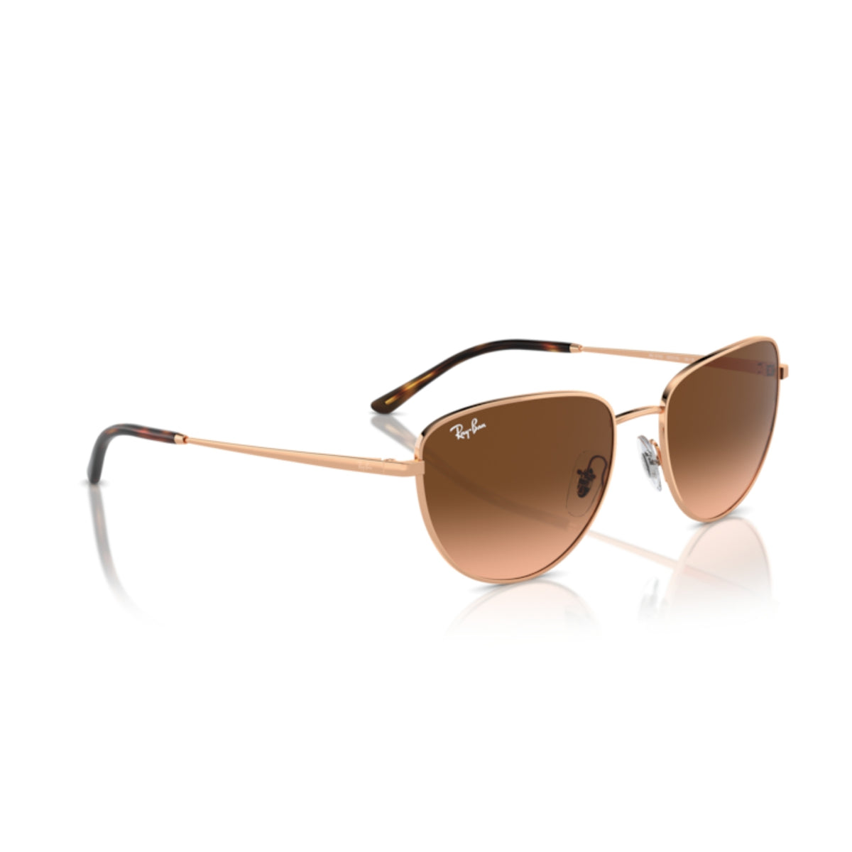 Ray-Ban RB3740 rose gold square sunglasses, angled view