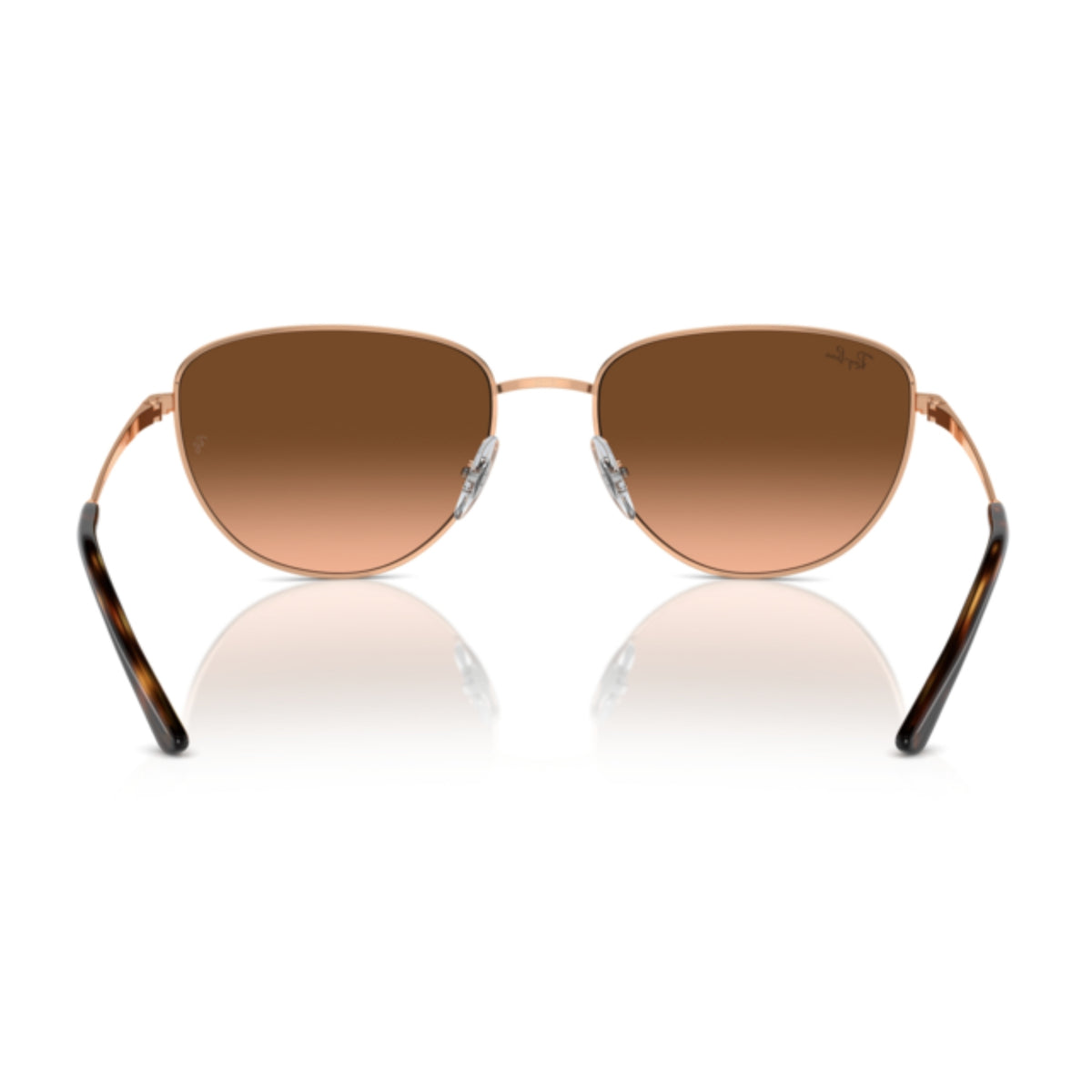Ray-Ban RB3740 rose gold square sunglasses, back view of the frame and temples